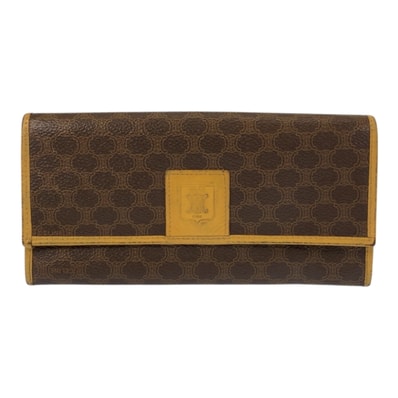 CELINE セリーヌ マカダム ブラウン PVC 長財布 ロングウォレット 600524 【中古】