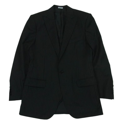 DOLCE&GABBANA ドルチェアンドガッバーナ ピークドラペル ストライプ 1B シングル テーラード ジャケット ブラック系 46【中古】