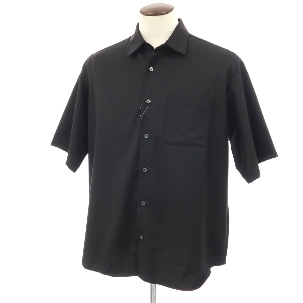 【中古】ソフネット SOPHNET. 2025年春夏 ストレッチ ポリエステルウールレーヨン レギュラーカラー 半袖シャツ ブラック【サイズXL】【メンズ】