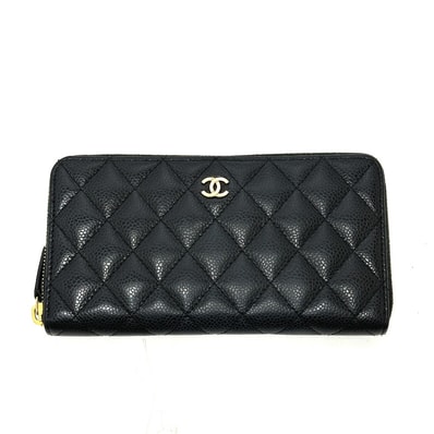 シャネル CHANEL ココマーク マトラッセ A50097 ウォレット 長財布 キャビアスキン ブラック
