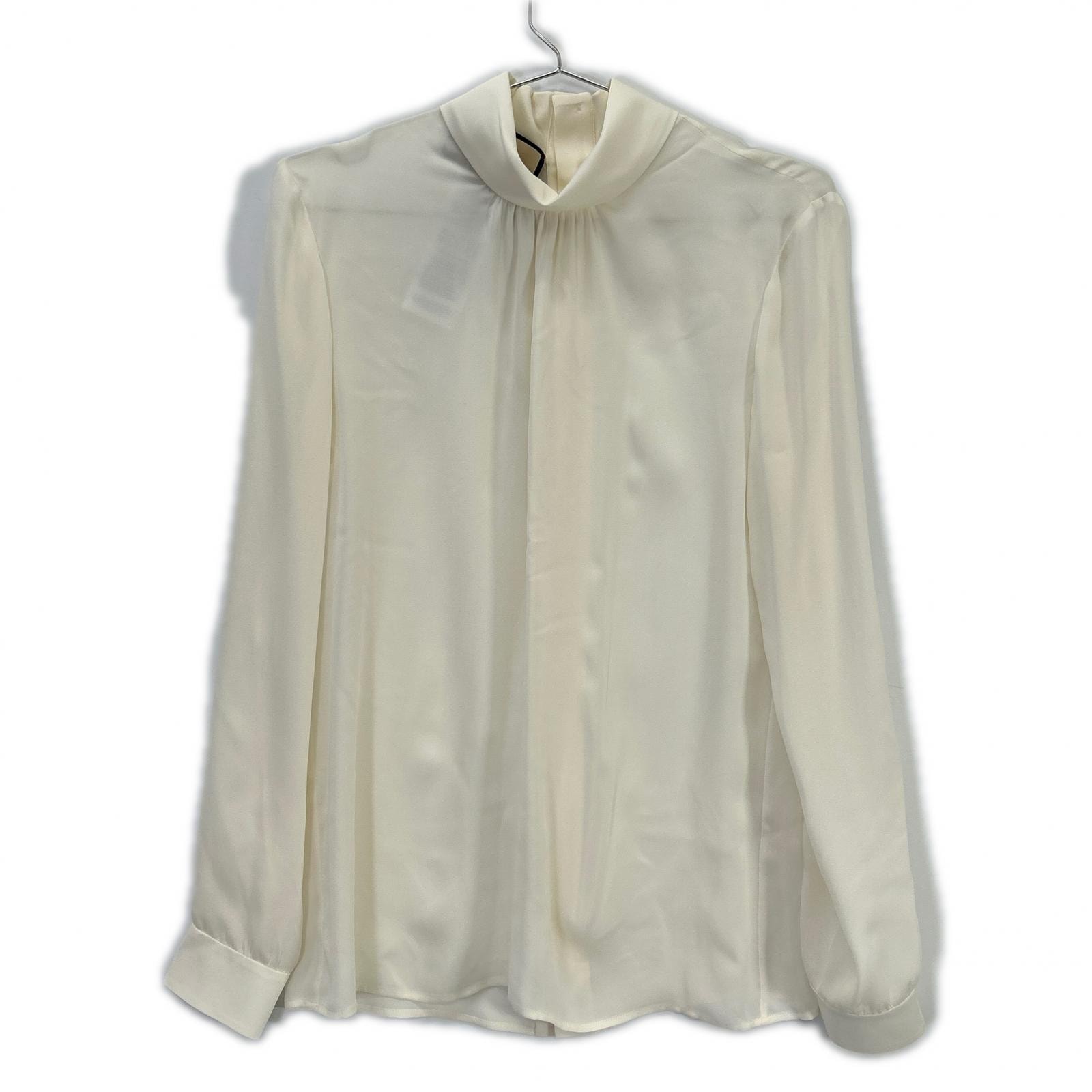 グッチ 677383 アイボリー シルク100% 長袖 ブラウス 38