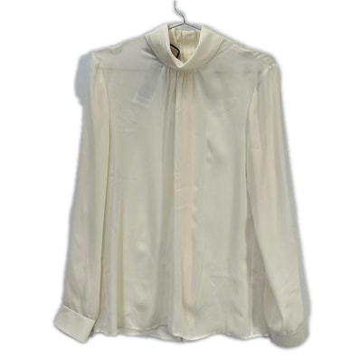グッチ 677383 アイボリー シルク100% 長袖 ブラウス 38