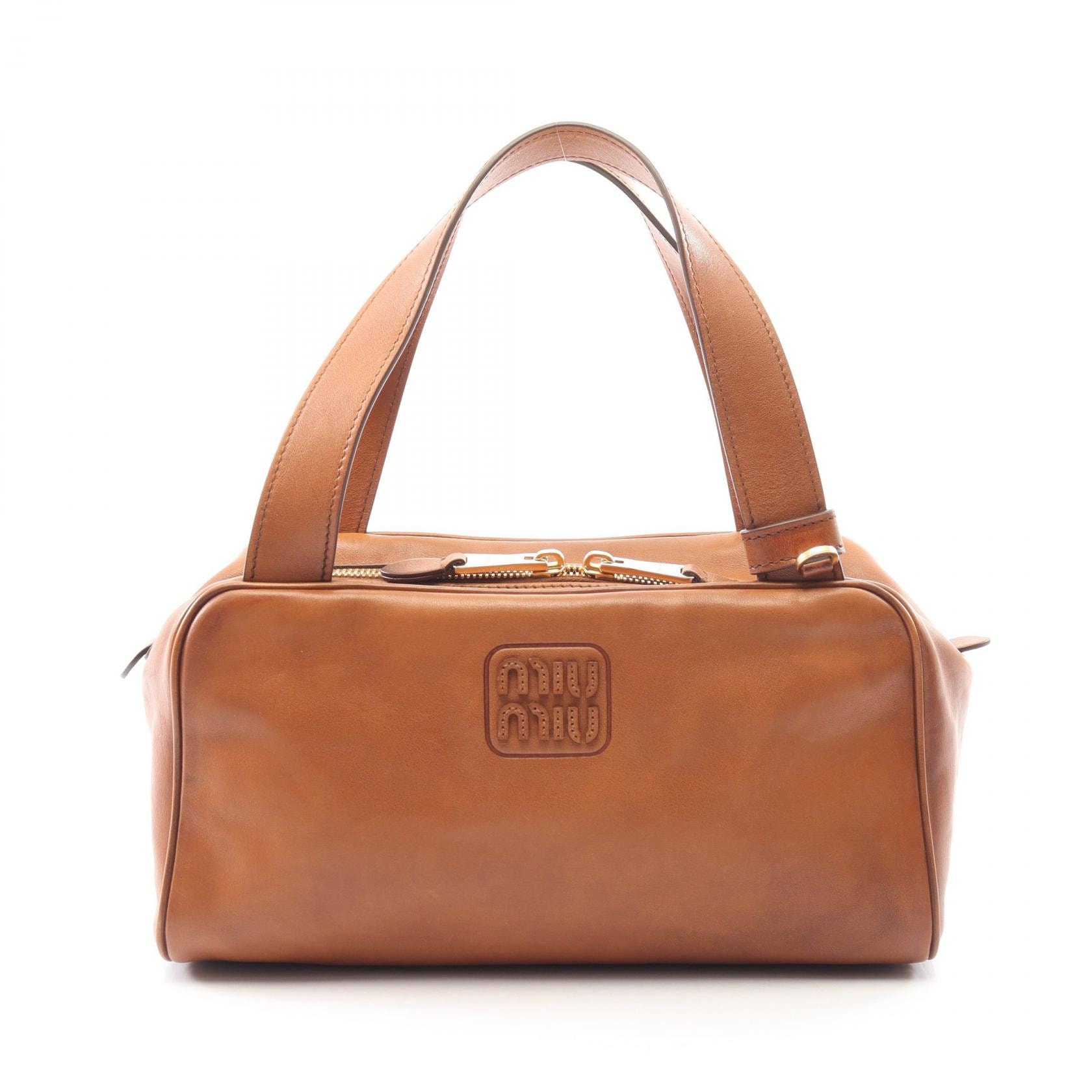 ミュウ ミュウ Miu Miu VITTELO ANTIC ハンドバッグ バッグ レザー レディース ブラウン系 5BB182 【中古】