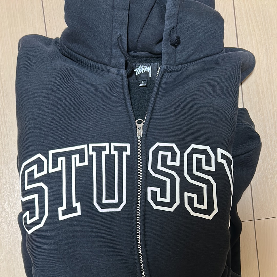 Stussy Outline Zip Hoodie "Washed Black"