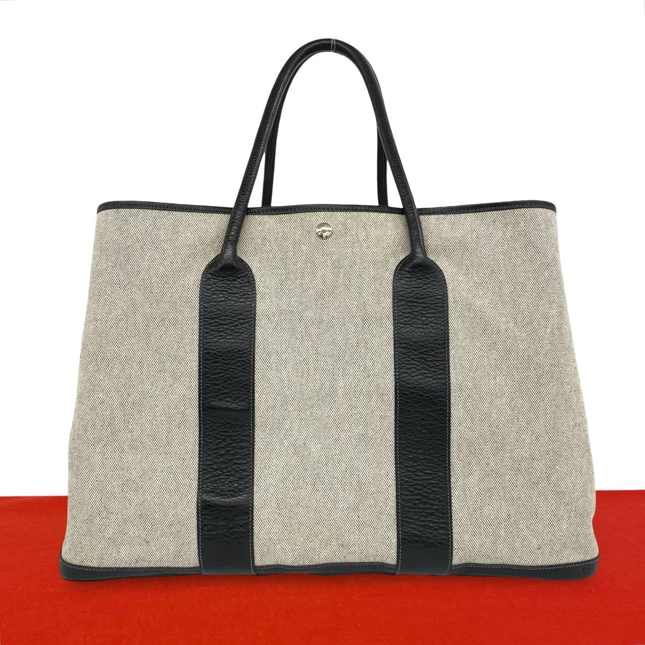 HERMES エルメス ガーデンパーティ GM トワルアッシュ ネゴンダ トートバッグ エクリュ グレー
d76-5