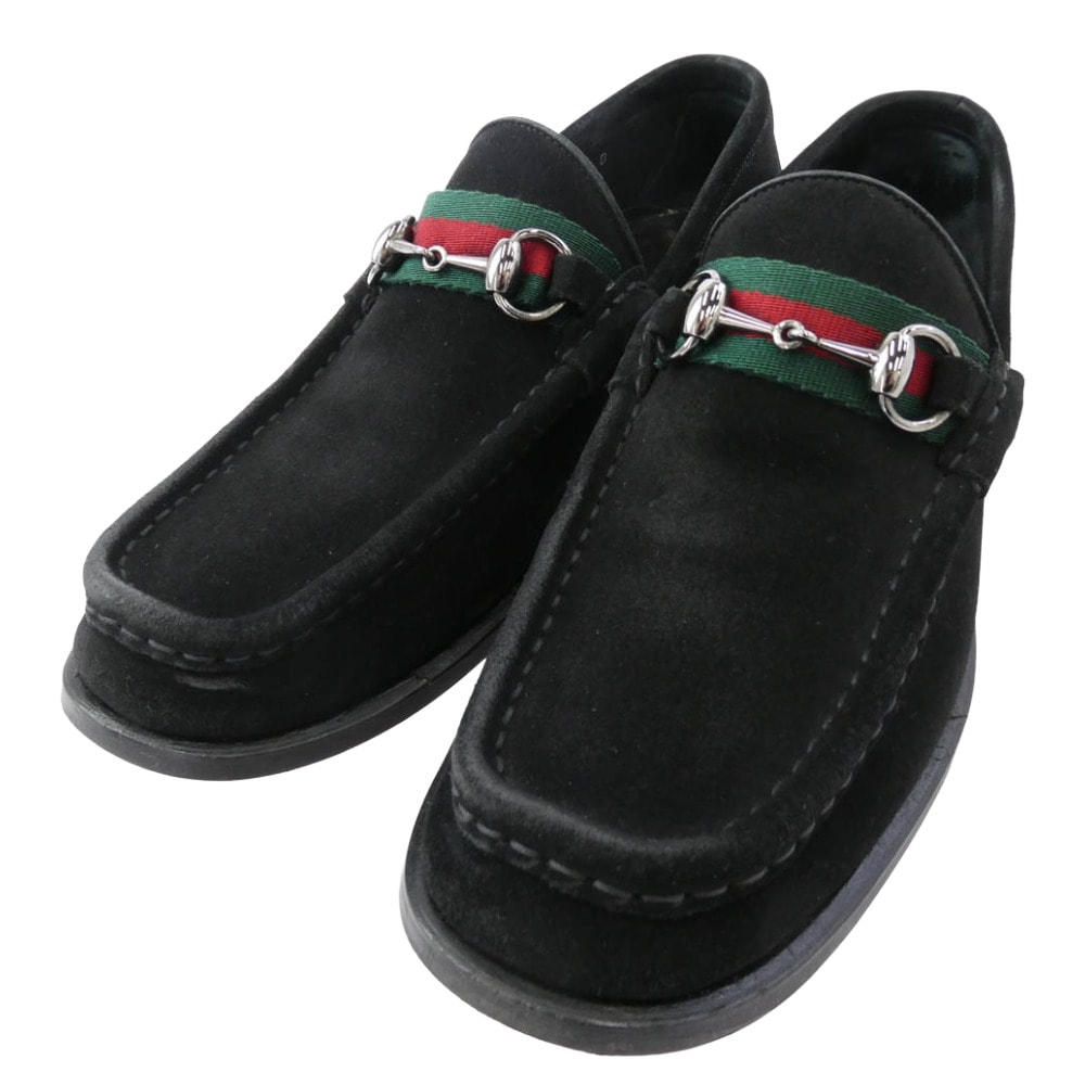 GUCCI グッチ その他靴 スエード シェリーライン ホースビット ローファー ブラック系 8D【中古】