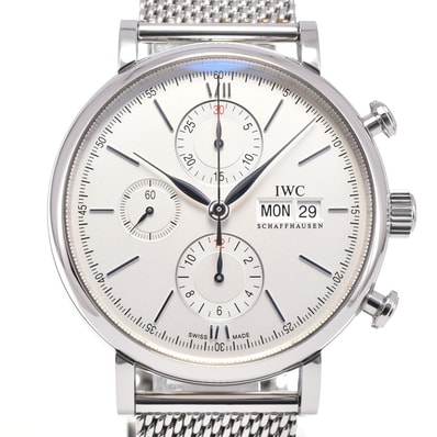 IWC IWC SCHAFFHAUSEN IW391037 ポートフィノ クロノグラフ デイデイト シルバー 自動巻き メンズ 美品 箱・保証書付き 腕時計 G#147199
