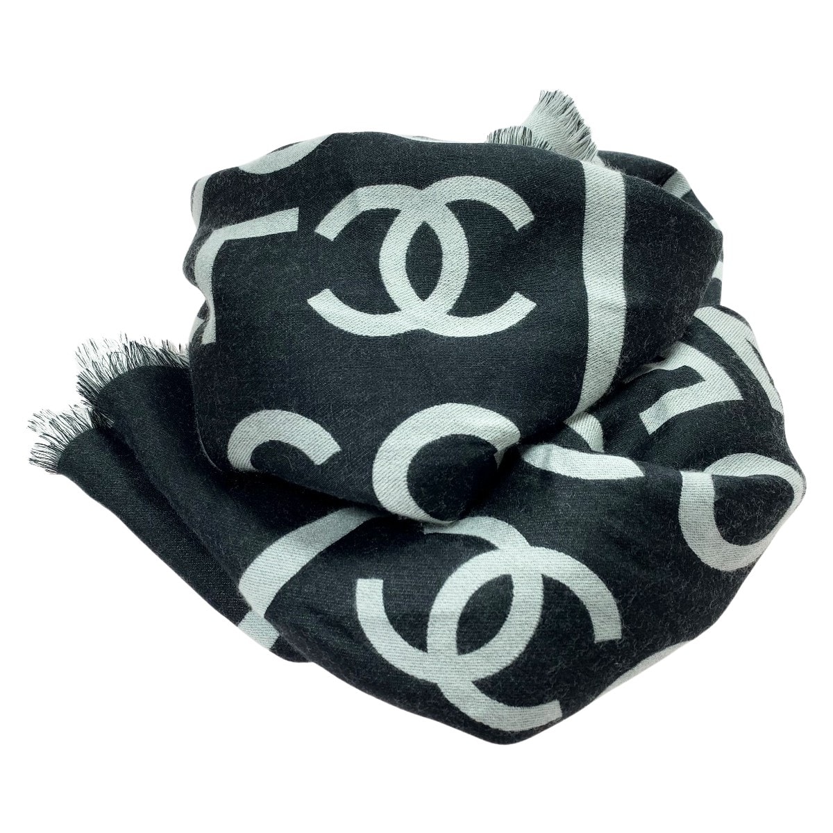 CHANEL シャネル CHANEL COCO 大判ストール  ブラック×グレー
