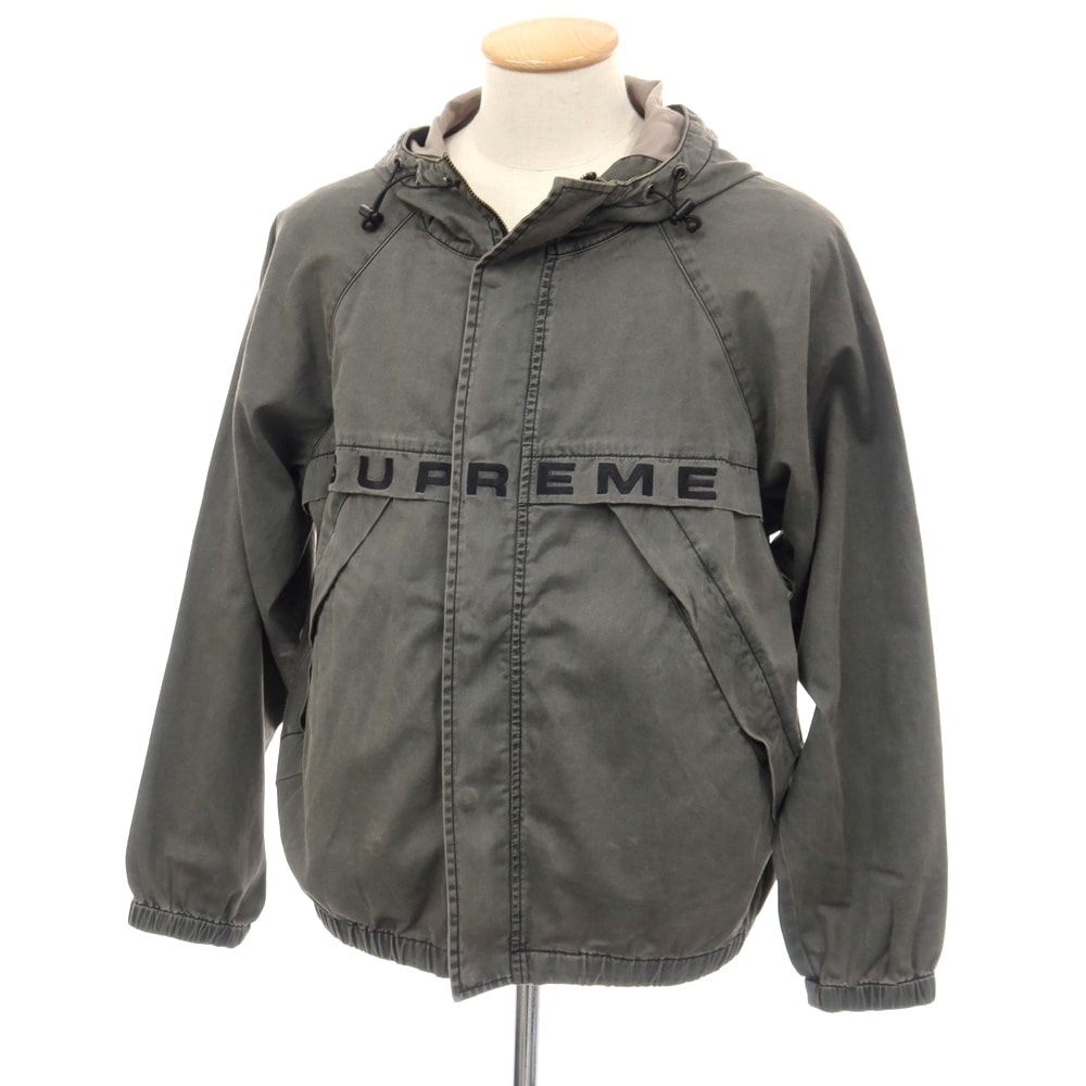 【中古】シュプリーム Supreme 2020年秋冬 Overdyed Twill Hooded Jacket コットン フーデッドブルゾン ブラックグレー【サイズS】【メンズ】