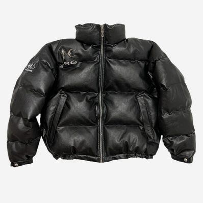 THUG CLUB TC Leather Puffer Jacket "BLACK"