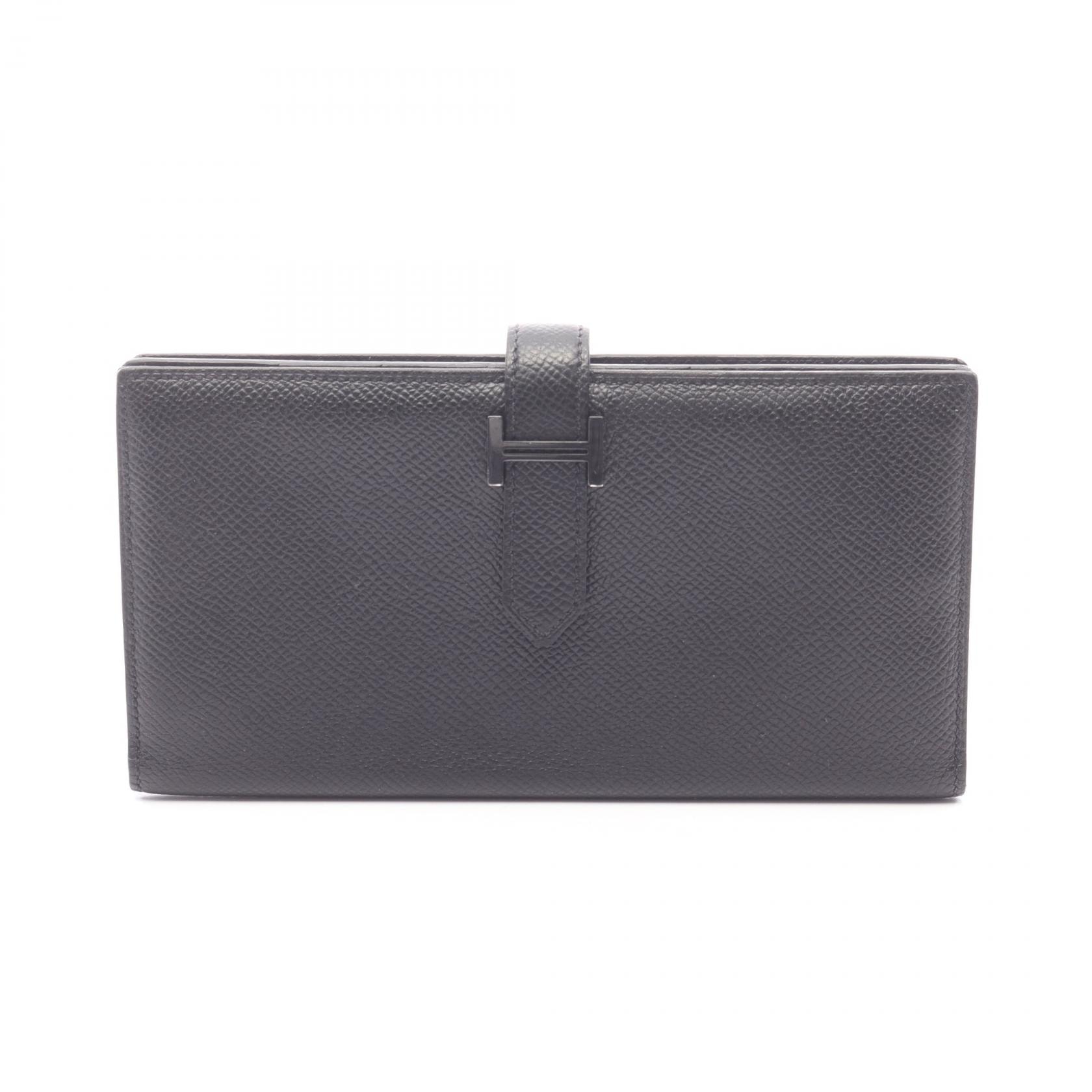 エルメス HERMES ベアンスフレ 二つ折り長財布 財布 レザー カーフ(牛革) ヴォーエプソン ヴォーエプソン B刻印(2023年製造) レディース ブラック系 【中古】