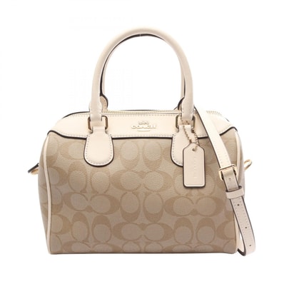 コーチ COACH ミニベネット シグネチャー 2WAY ハンドバッグ バッグ PVCコーティングキャンバス レザー レディース ベージュ系 / ホワイト系 F32203 【中古】