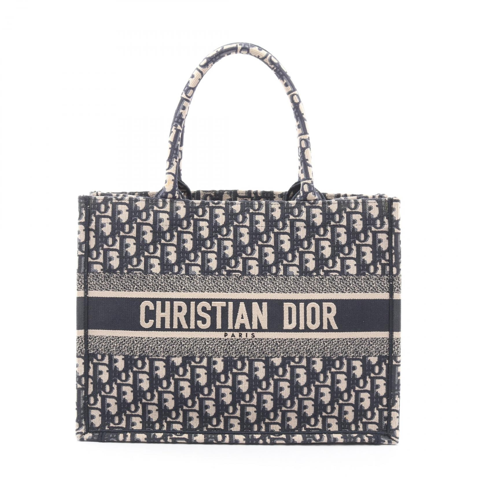 ディオール Dior BOOK TOTE ブックトート ミディアム オブリーク トートバッグ バッグ キャンバス レディース ネイビー系 / ベージュ系 M1296ZRIW_M828 【中古】
