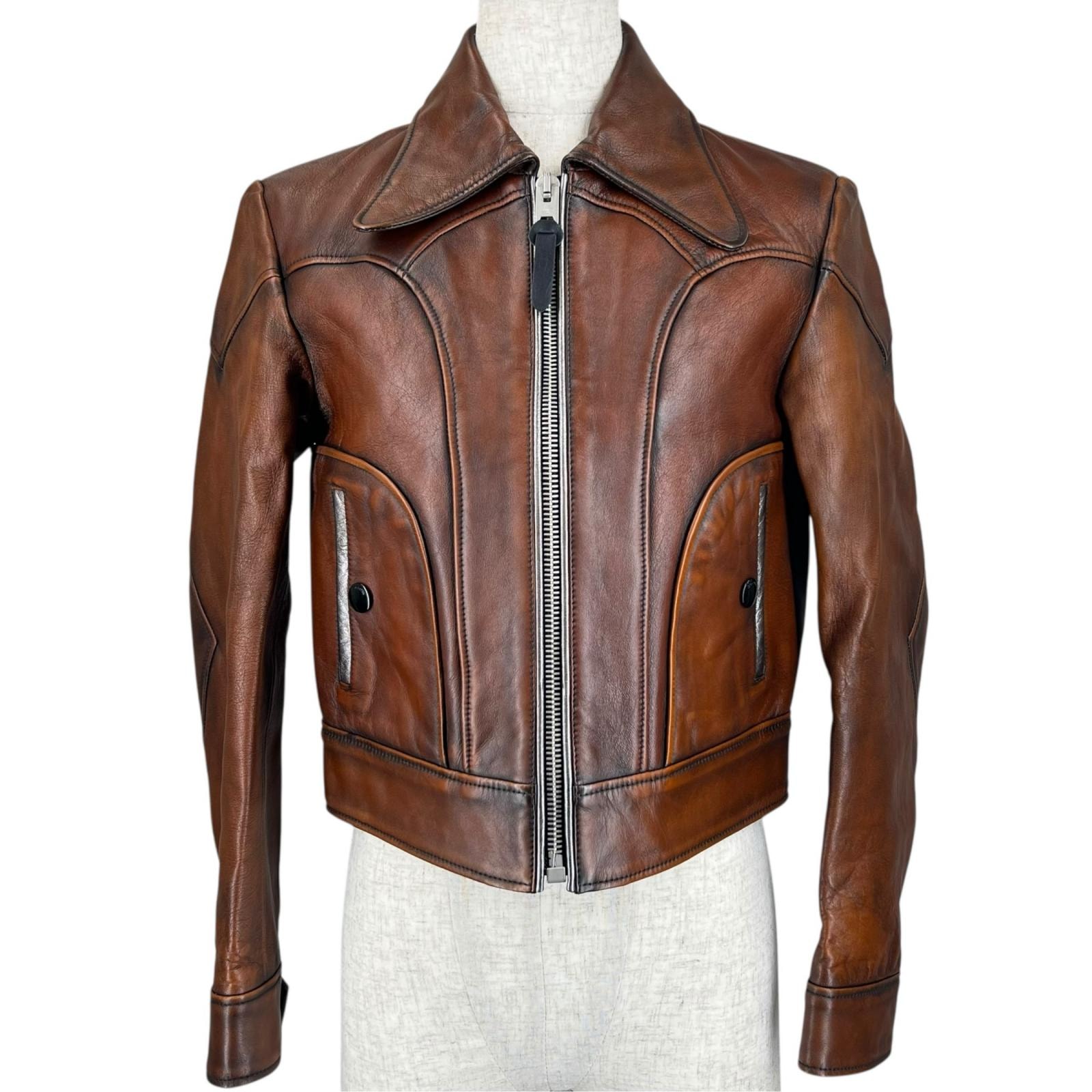 美品 コーチ ライダースジャケット Landscape ブラウン レディース 0 26236