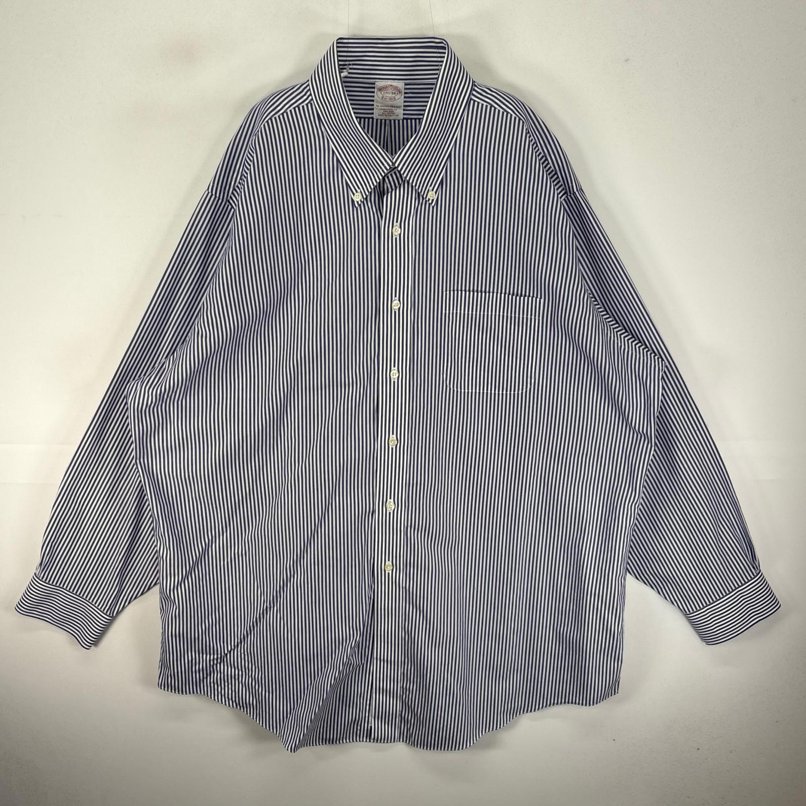 古着 ブルックスブラザーズ Brooks Brothers 長袖シャツ ボタンダウン 胸ポケット XL  ホワイト系 ストライプ メンズ