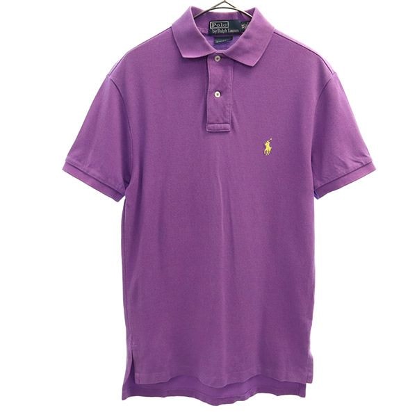 Polo by Ralph Lauren ポロバイラルフローレン ワンポイントロゴ刺繍 半袖 ポロシャツ XS パープル 鹿の子地 カスタムフィット