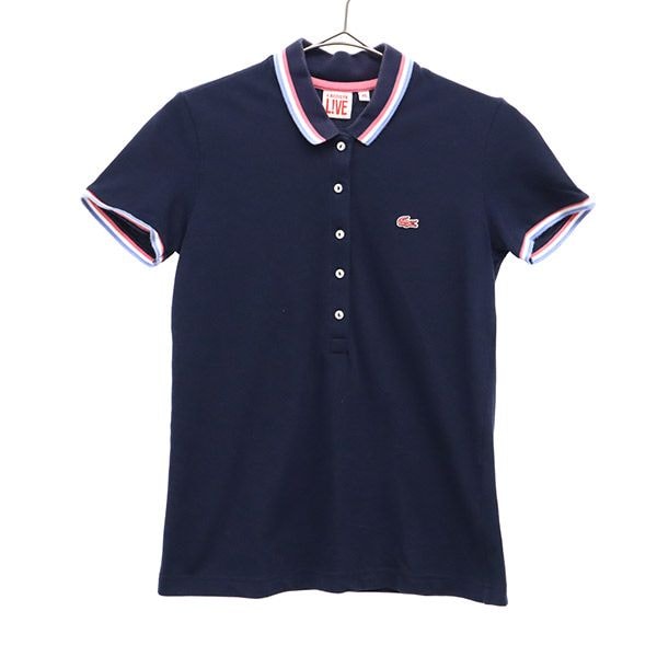LACOSTE L!VE ラコステライブ ロゴワッペン 半袖 ポロシャツ XS ネイビー 鹿の子地