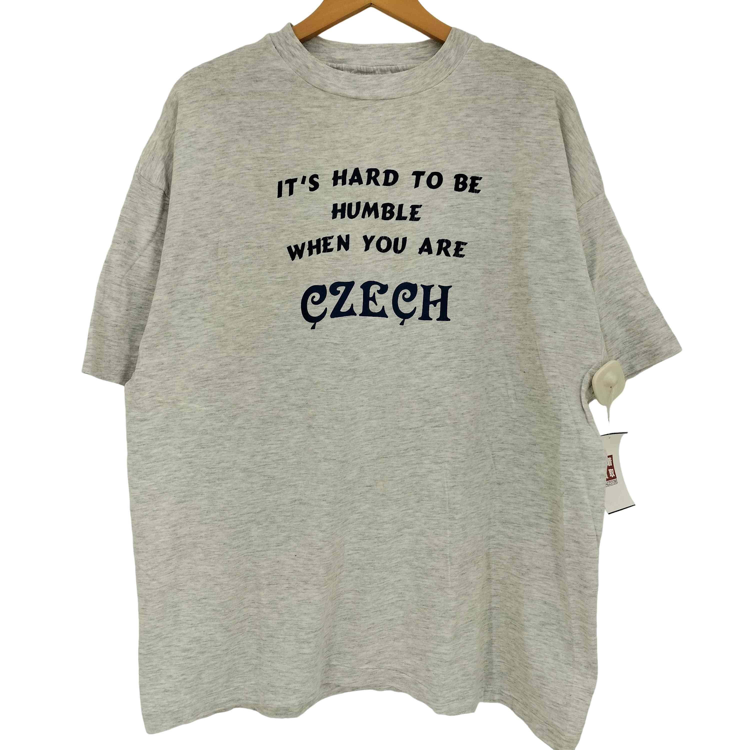 90s USA製 BEEFY 袖裾シングルステッチ メッセージプリント 霜降り クルーネック半袖Tシャツ【1140668587990】