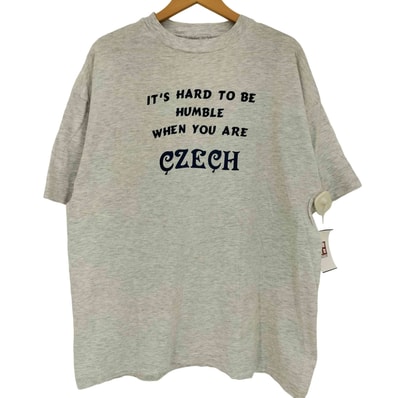 90s USA製 BEEFY 袖裾シングルステッチ メッセージプリント 霜降り クルーネック半袖Tシャツ【1140668587990】