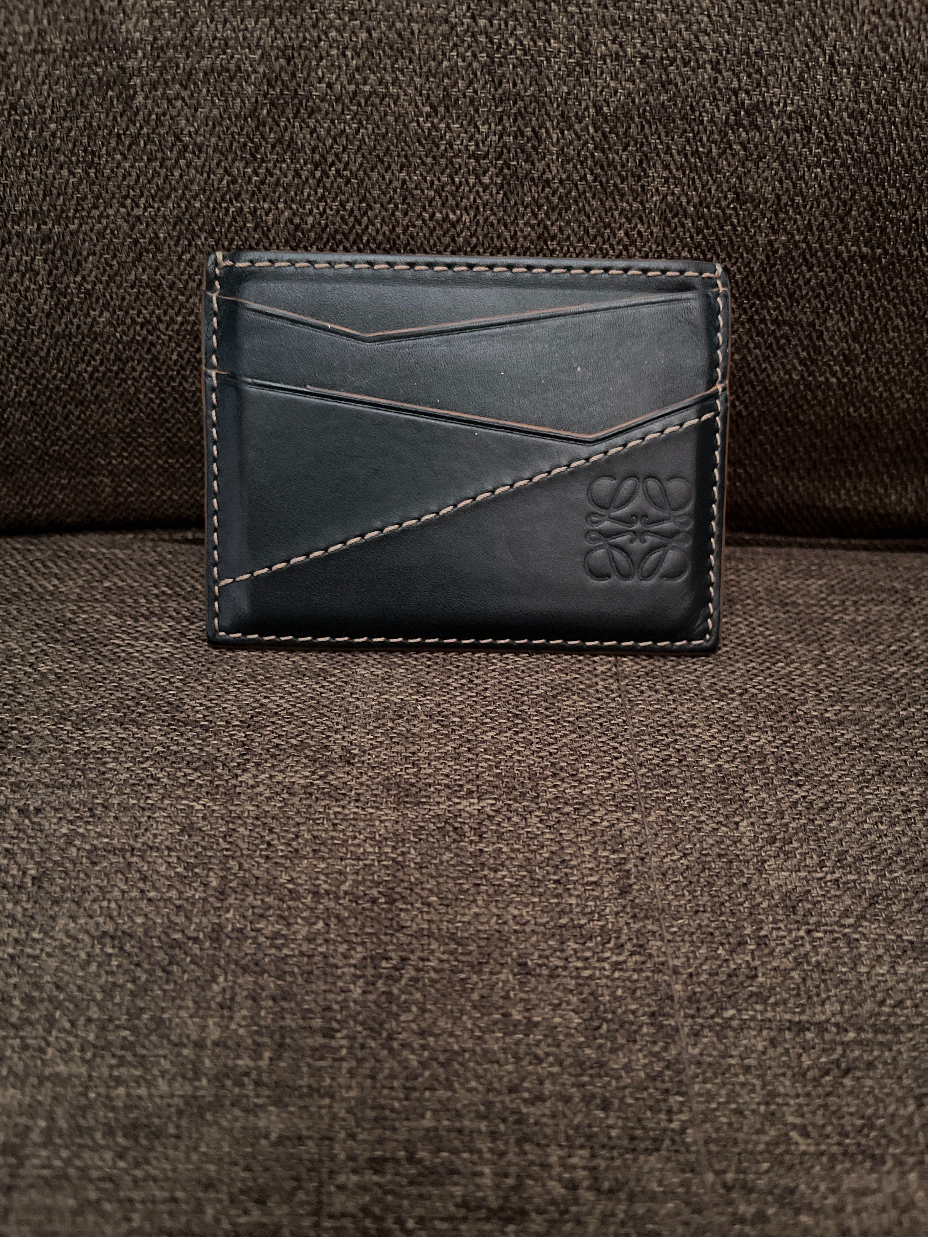 LOEWE Puzzle Stitches Plain Cardholder In Smooth Calfskin "Black"