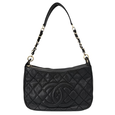 CHANEL シャネル ショルダーバッグ マトラッセ ワンショルダーバッグ ココマーク 肩掛け キャビアスキン ブラック 黒 ゴールド金具 レディース【中古品】