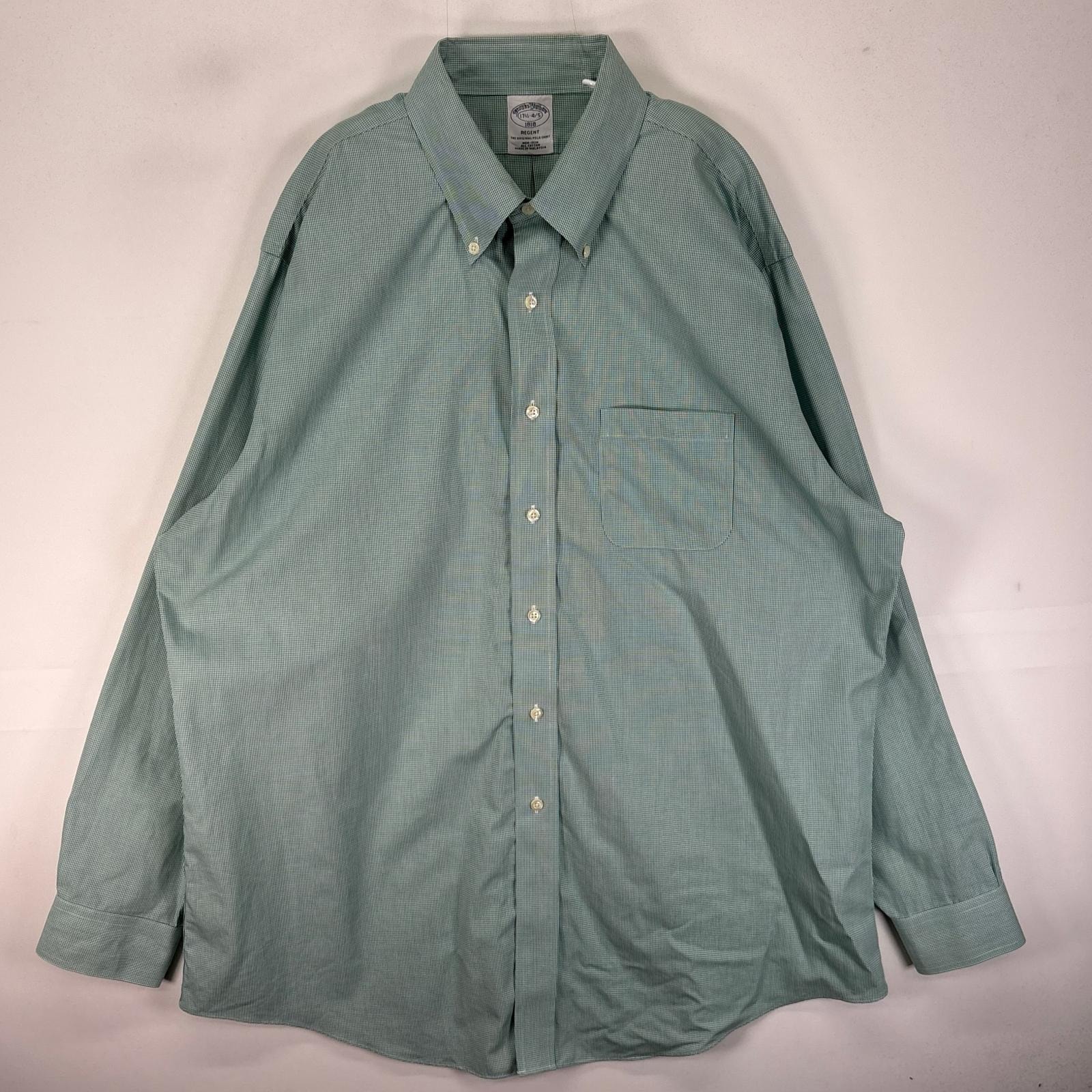 古着 ブルックスブラザーズ Brooks Brothers 長袖シャツ ボタンダウン 胸ポケット XL  グリーン系 チェック メンズ