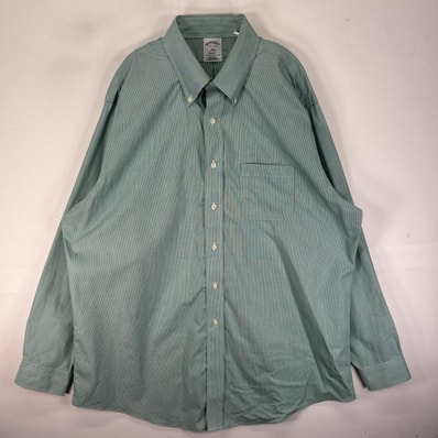 古着 ブルックスブラザーズ Brooks Brothers 長袖シャツ ボタンダウン 胸ポケット XL グリーン系 チェック メンズ