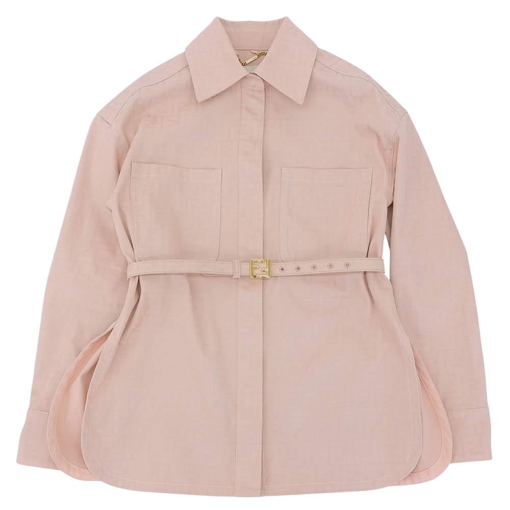 フェンディ 美品 FFデニム GO-TO ジャケット ベルト付 レディース ピンク系 36 FLF677 AK6C 36