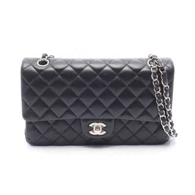 シャネル CHANEL マトラッセ Wフラップ ショルダーバッグ バッグ ラムスキン(羊革) レディース ブラック系 【中古】
