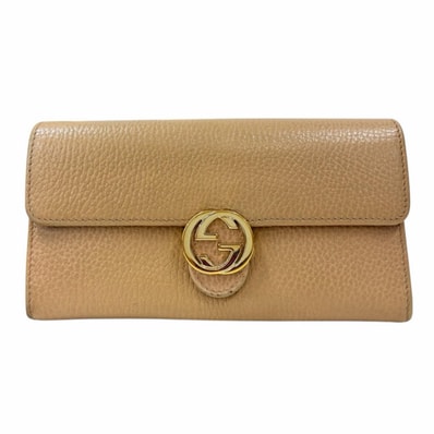 GUCCI GG Interlocking Bi-fold Long Wallet "Camel"