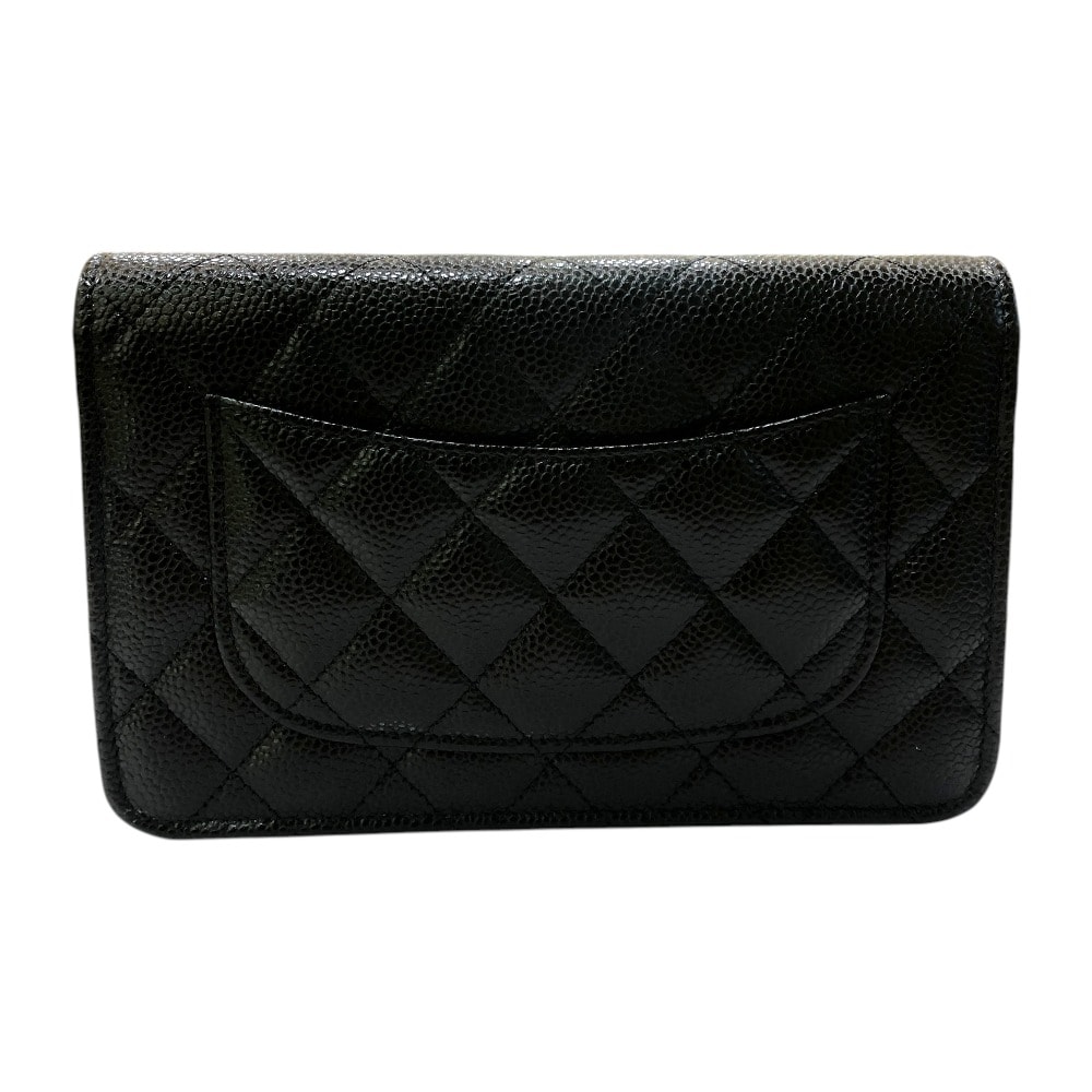 シャネル CHANEL ココマーク AP0250 マトラッセ チェーンウォレット カバン 財布 斜め掛け ショルダーバッグ キャビアスキン ブラック 未使用