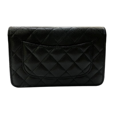 シャネル CHANEL ココマーク AP0250 マトラッセ チェーンウォレット カバン 財布 斜め掛け ショルダーバッグ キャビアスキン ブラック 未使用