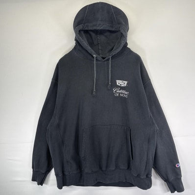 古着 チャンピオン Champion パーカー リバースウィーブ スウェット キディラックロゴ アメ車 企業 大きいサイズ 2XL ブラック メンズ