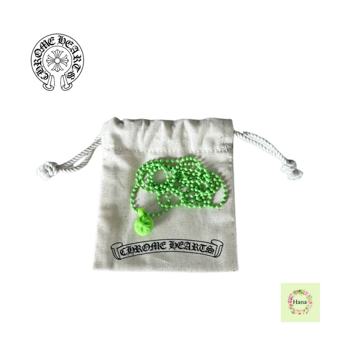 Chrome Hearts Rubber Crossball Silicon Necklace "Green"