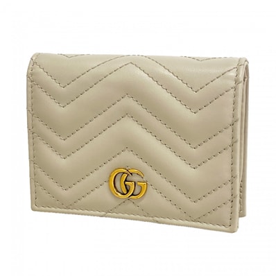【6gd4714-k】グッチ 財布 GGマーモント 466492 レザー グレー ゴールド金具【中古】レディース