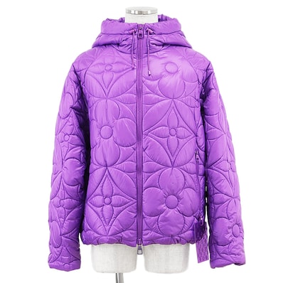 ルイ・ヴィトン 2022SS モノグラムフラワー 中綿 パテッド ジャケット ジップアップ ブルゾン ジャケット メンズ パープル 50 LOUIS VUITTON