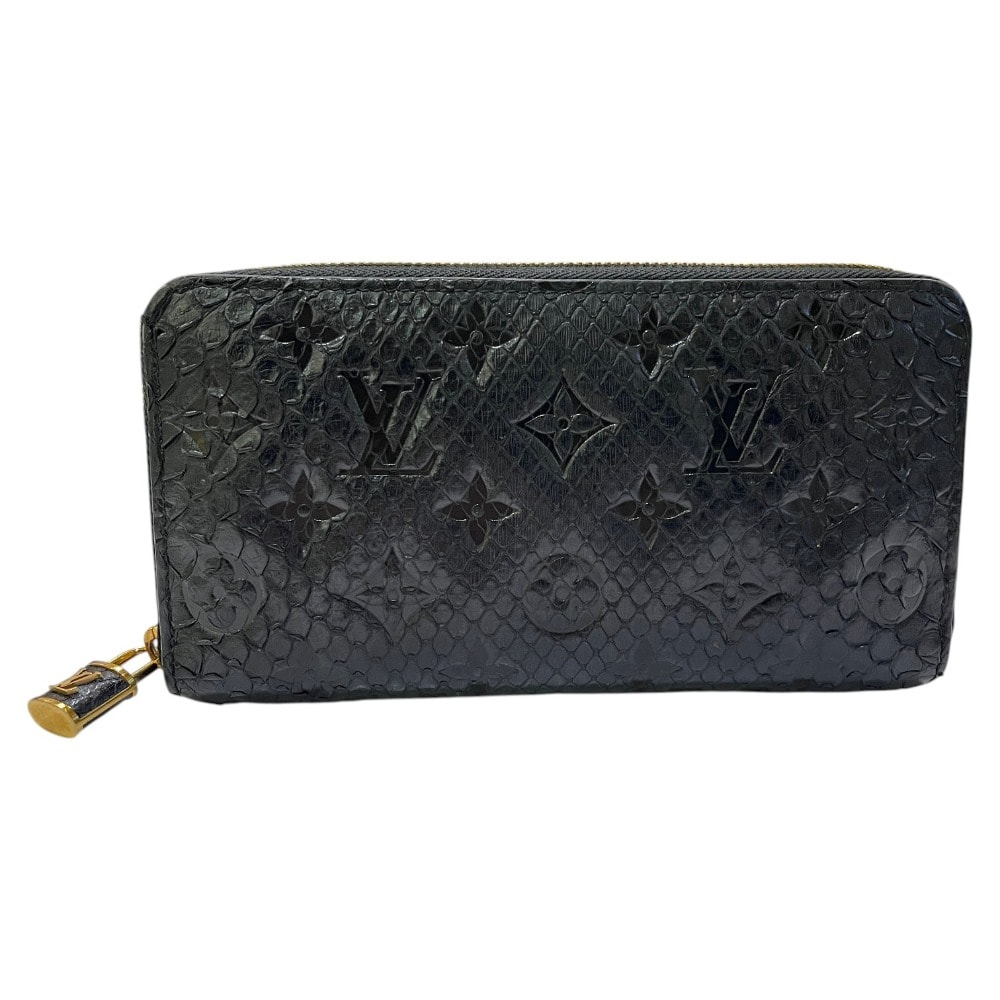 ルイヴィトン LOUIS VUITTON ジッピーウォレット N80686 モノグラム パイソン エキゾチックレザー 長財布 パイソン ブラック
