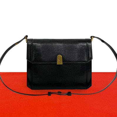 YVES SAINT LAURENT イヴ・サンローラン YSL ロゴ 金具 レザー ショルダーバッグ ブラック
34803