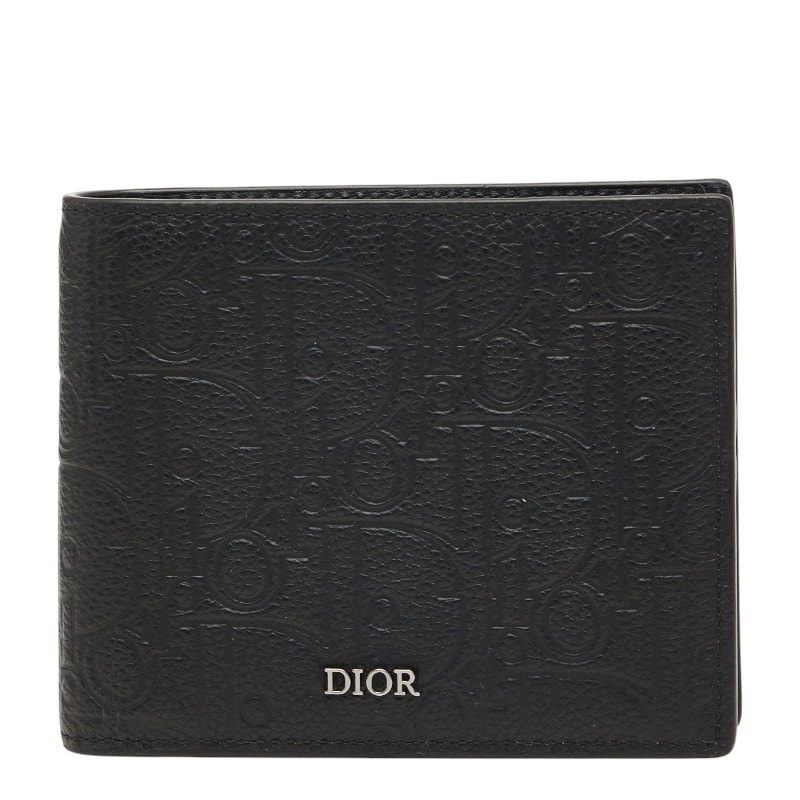 ディオール ロゴ 二つ折り財布 ブラック レザー メンズ Dior 【中古】