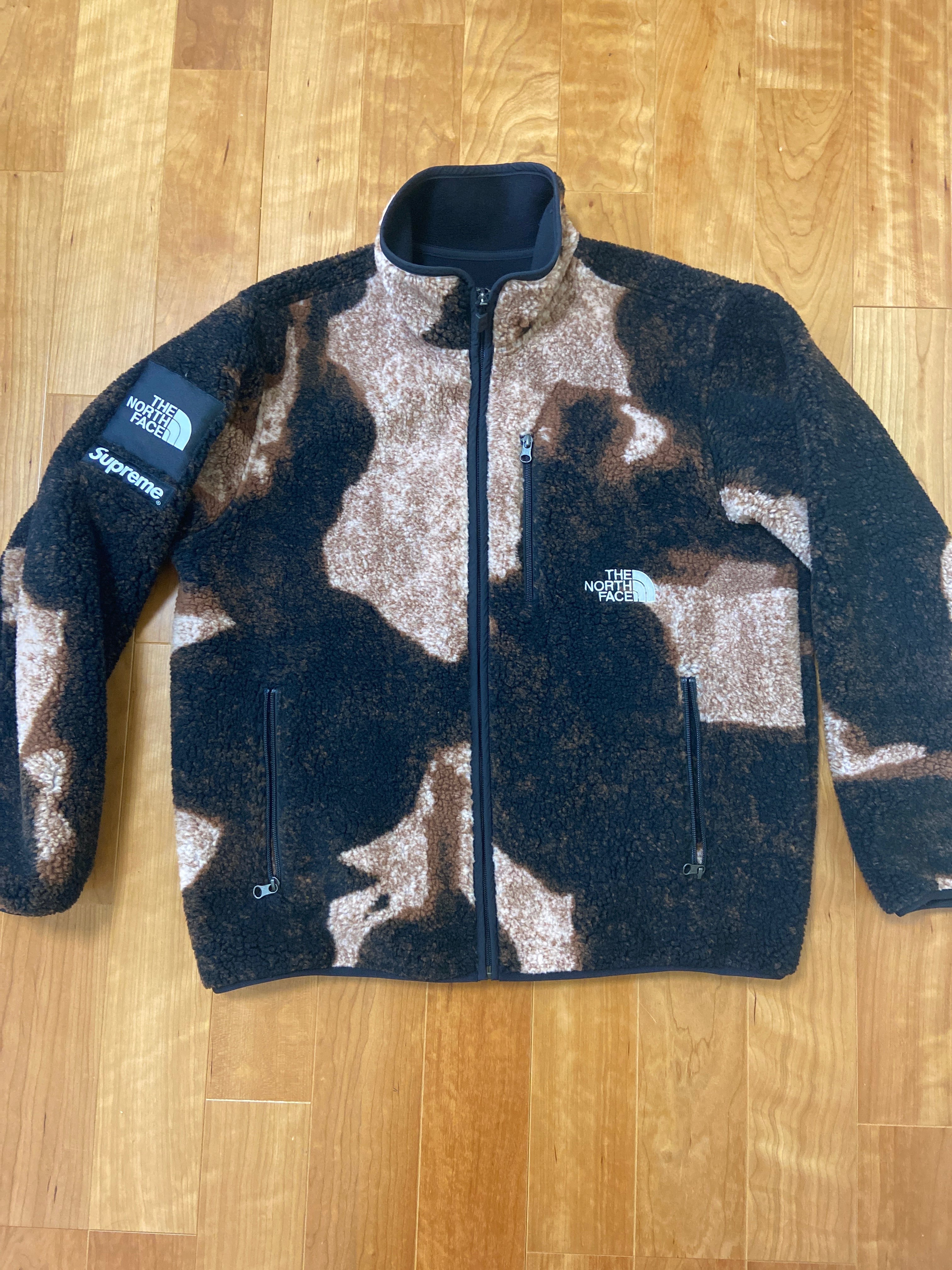 Supreme x The North Face Bleached Denim Print Fleece Jacket "Black"