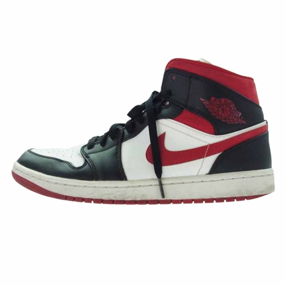 NIKE ナイキ スニーカー 554724-122 Air Jordan 1 Mid White Gym Red Black エアジョーダン1 ミッド ホワイト ジムレッド ハイカット スニーカー ホワイト系 ブラック系 レッド系 28.5cm【中古】