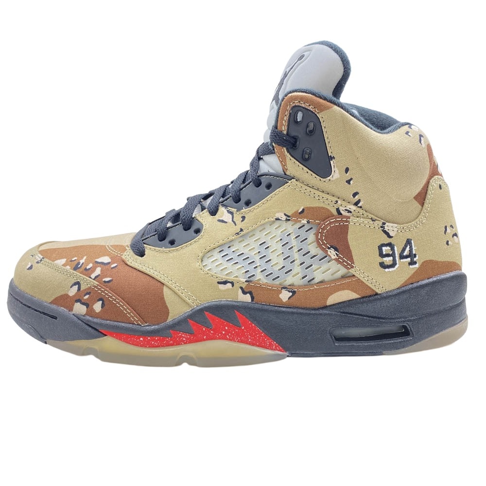 Supreme シュプリーム スニーカー 15AW 824371-201 × Nike Air Jordan 5 Retro 【フェイクバスターズ鑑定済】ナイキ エアジョーダン5 デザートカモ ハイカット スニーカー 27.5cm【新古品】【未使用】【中古】