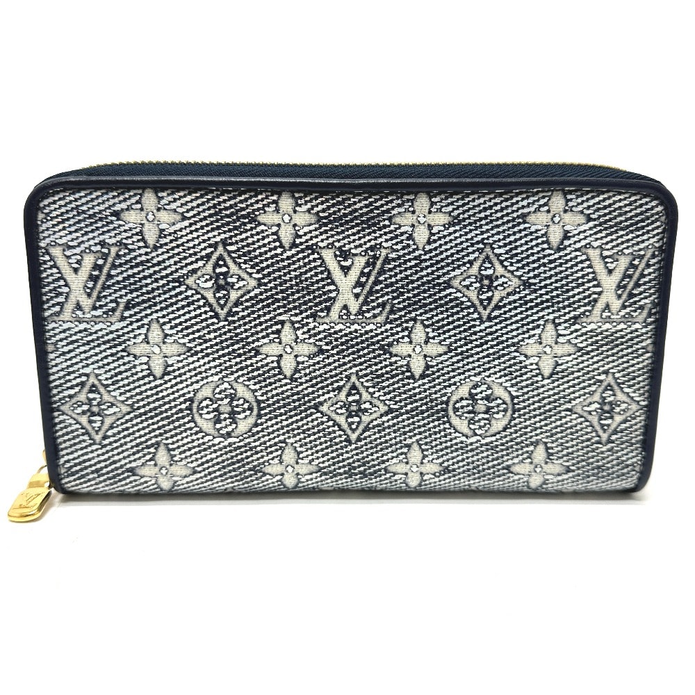 ルイヴィトン LOUIS VUITTON ジッピーウォレット M82468 モノグラムジャカード 長財布 ファブリック ネイビー 美品