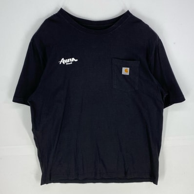 古着 カーハート Carhartt 半袖Tシャツ 胸ポケット ワンポイント ルーズフィット クルーネック XL ブラック系 メンズ