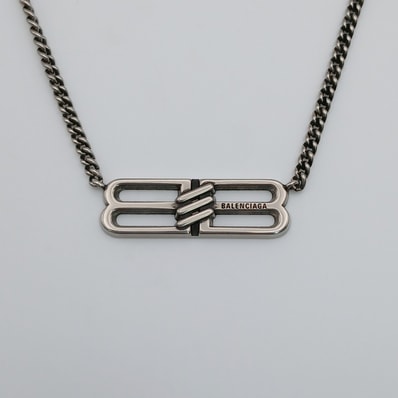 BALENCIAGA バレンシアガ BBロゴ ネックレス ネックレス ステンレス シルバー メンズ【中古】