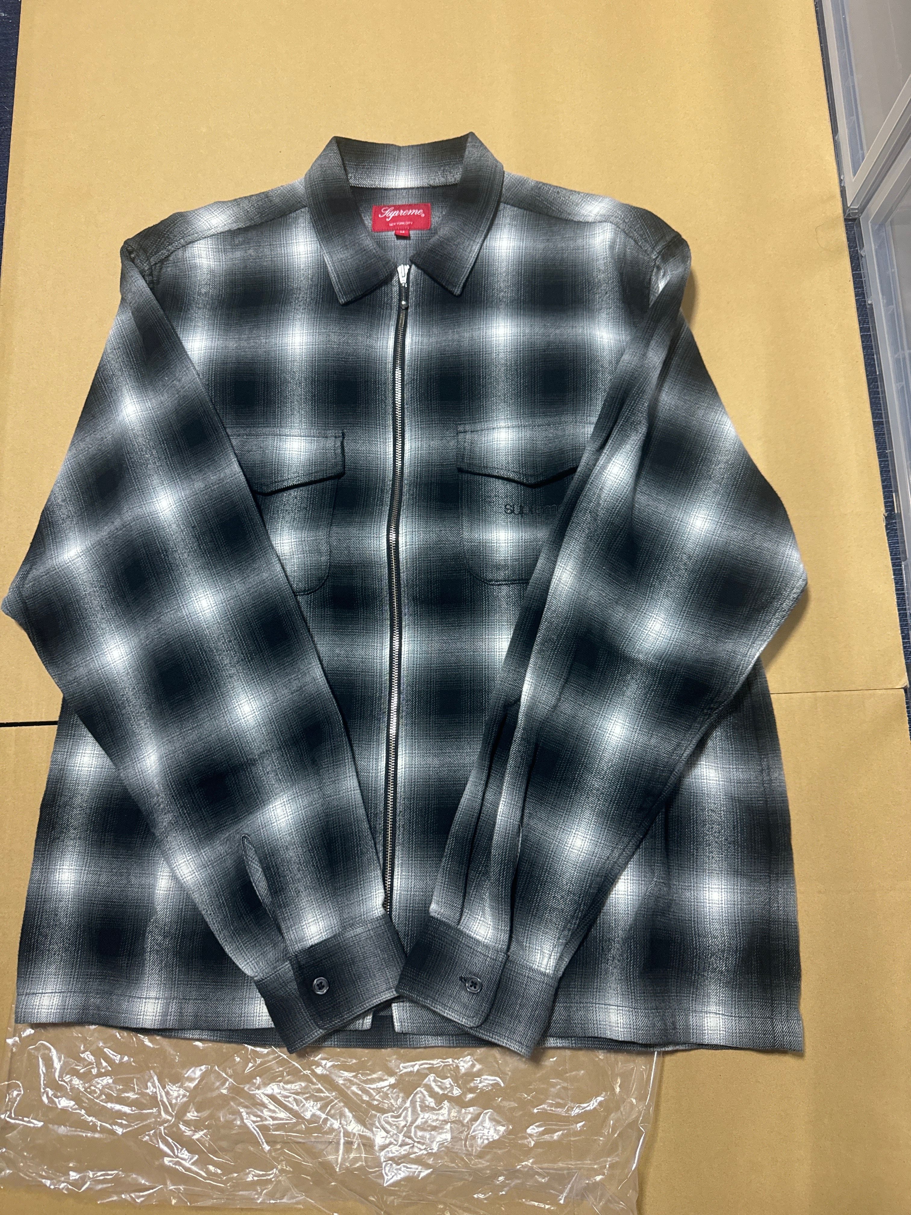 Supreme Shadow Plaid Flannel Zip Up Shirt "Black"
