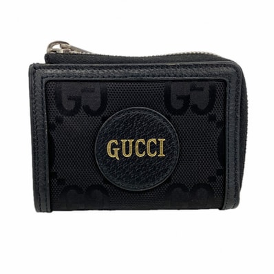 【6fa1010-k】グッチ 財布 ジャンボGG 657587 キャンバス ブラック シルバー金具【中古】レディース