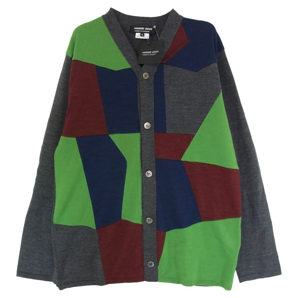 COMME des GARCONS HOMME DEUX コムデギャルソンオムドゥ カーディガン 25AW DP-N001-051 CARDIGAN PATCHWORK ウール パッチワーク ニット カーディガン マルチカラー系 XL【極上美品】【中古】