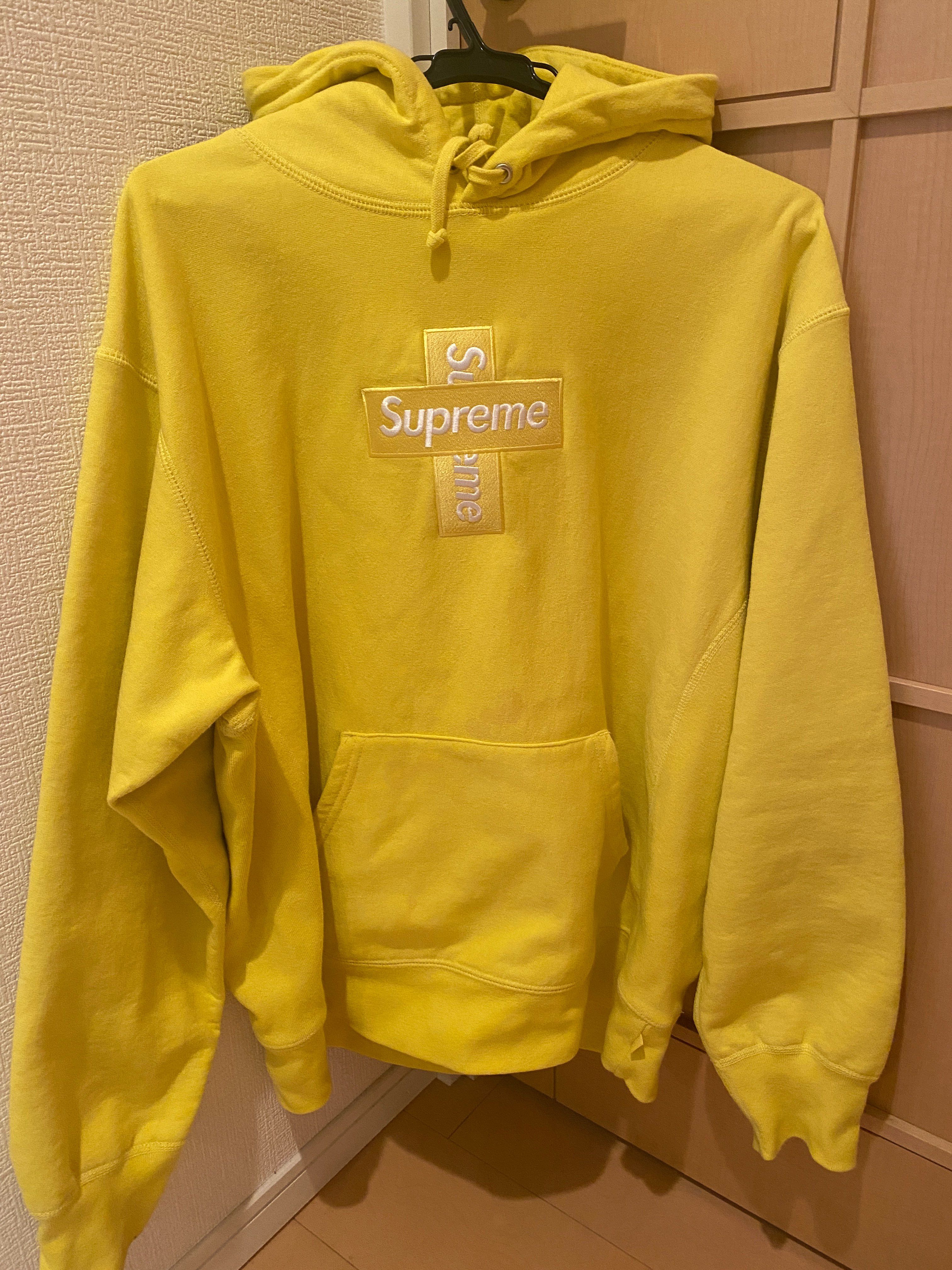 Supreme Cross Box Logo Hooded Sweatshirt "Yellow"
