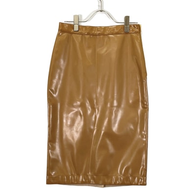 バーバリー ブラウン ナイロン ビニールハイウエストタイトスカート 4